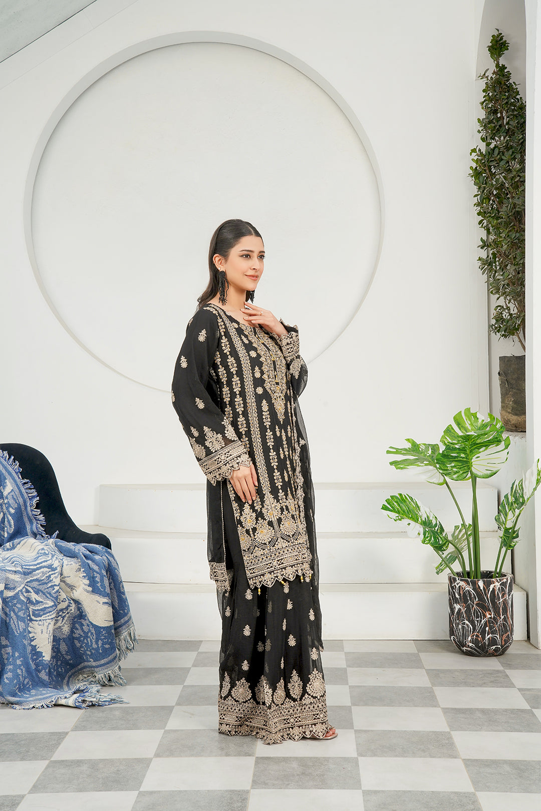 3-PC Fancy Embroidered Dress