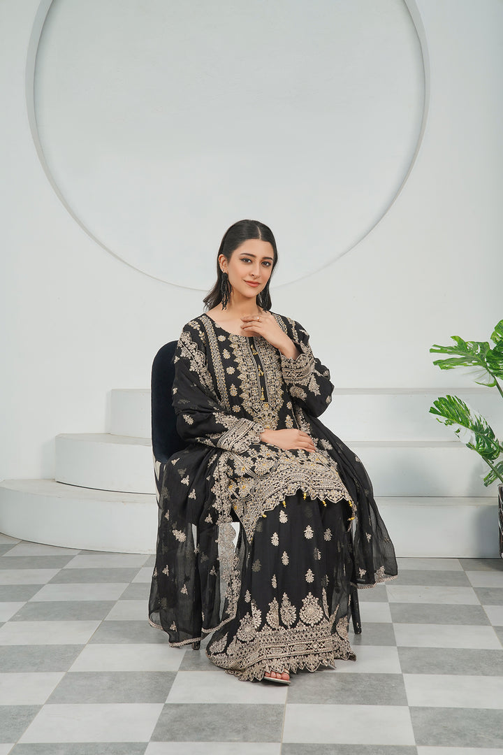 3-PC Fancy Embroidered Dress