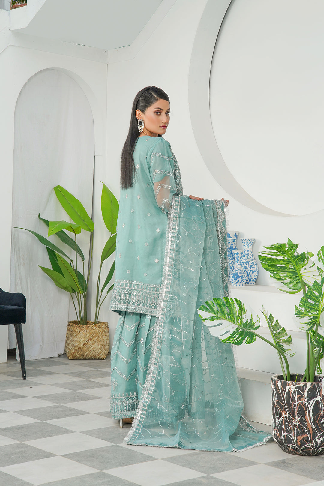 3-PC Fancy Embroidered Organza