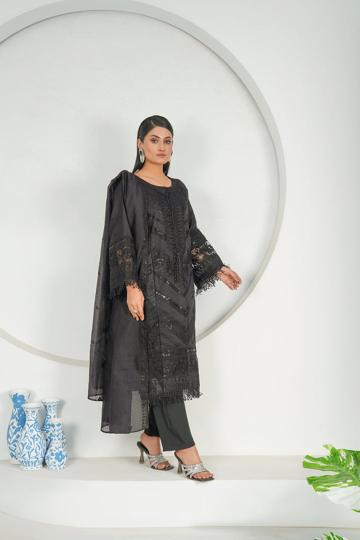 3-PC Fancy Embroidered Chambray