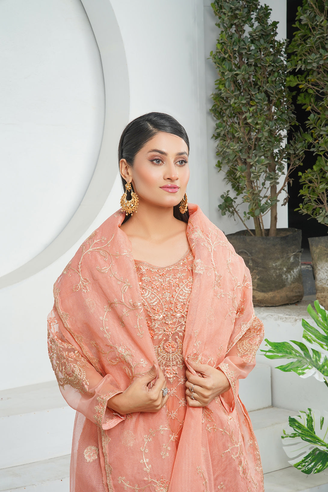 3-PC Fancy Embroidered Organza