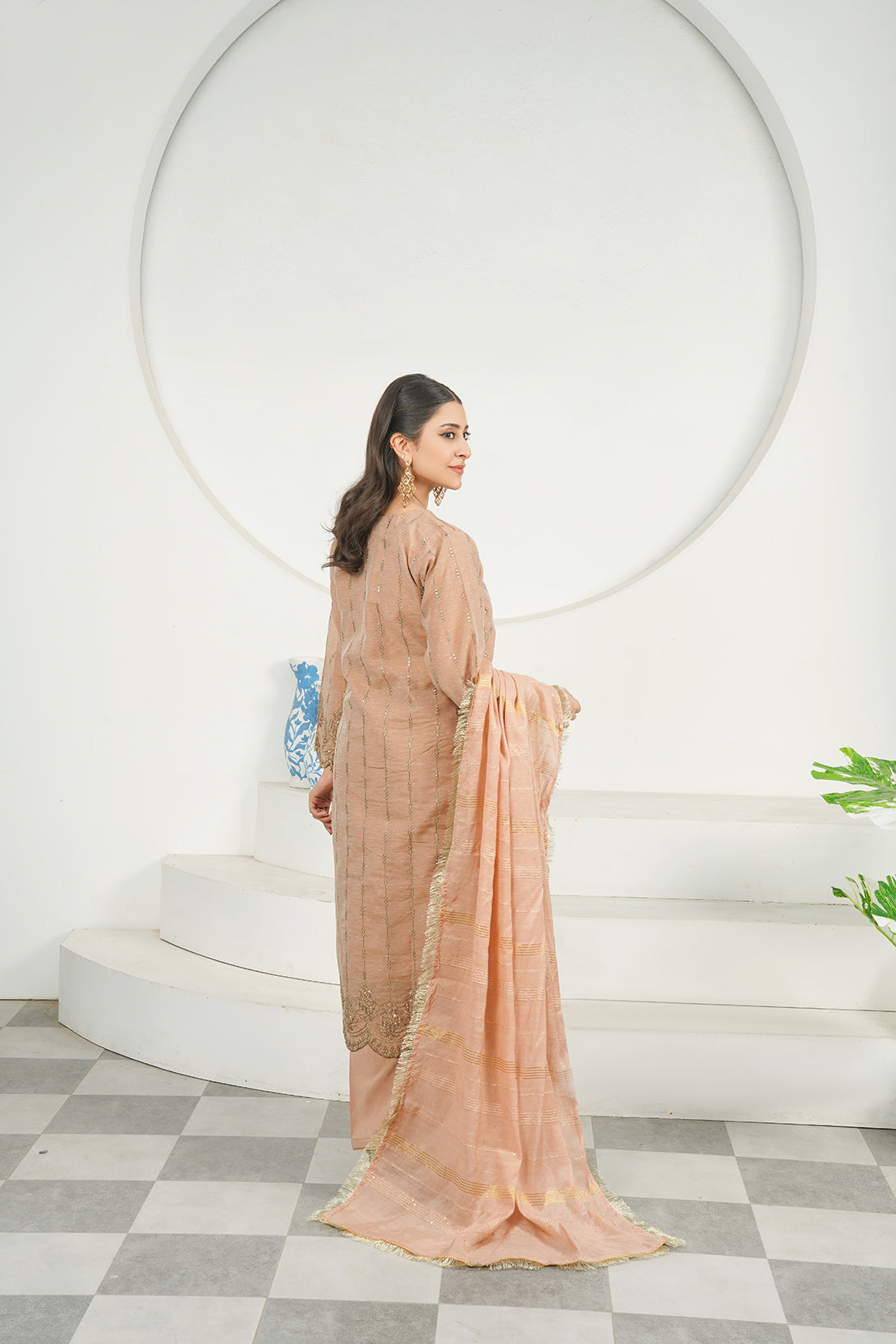 3-PC Fancy Embroidered Poly Slub