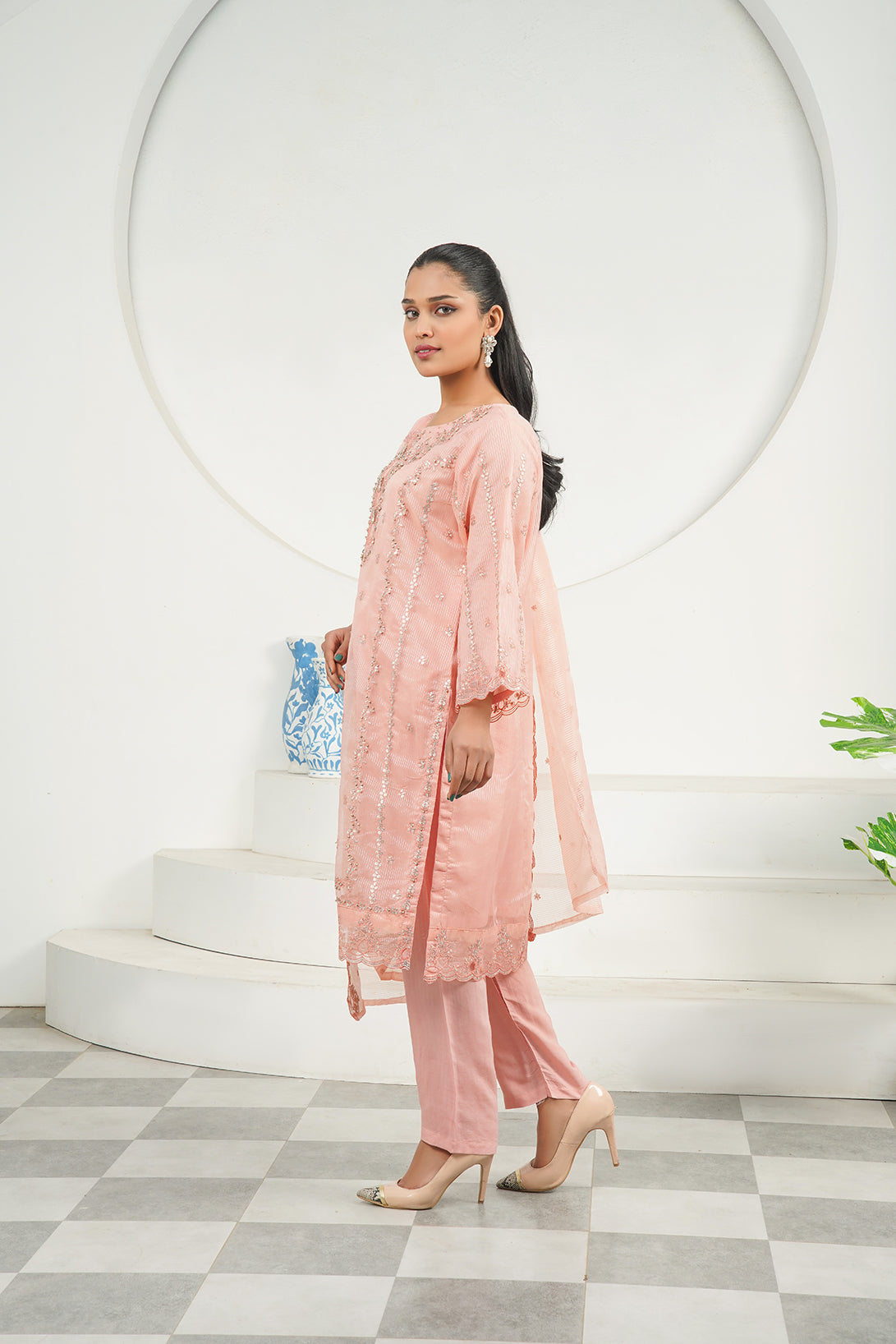 3-PC Fancy Embroidered Organza