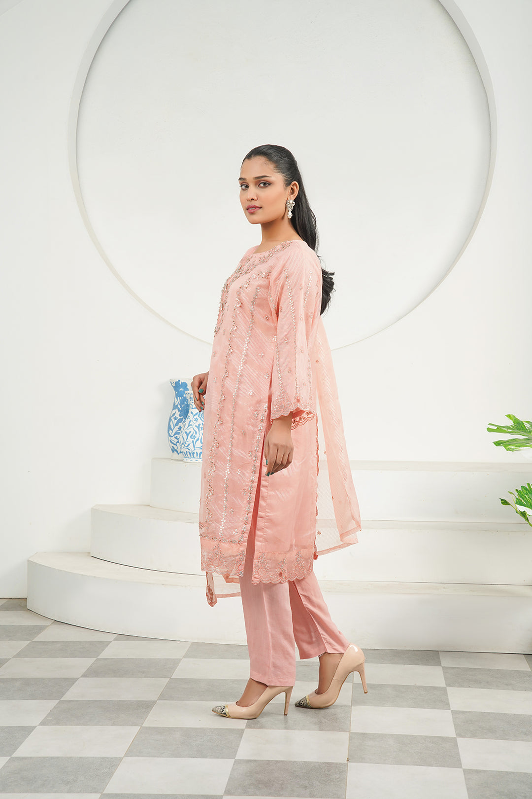 3-PC Fancy Embroidered Organza