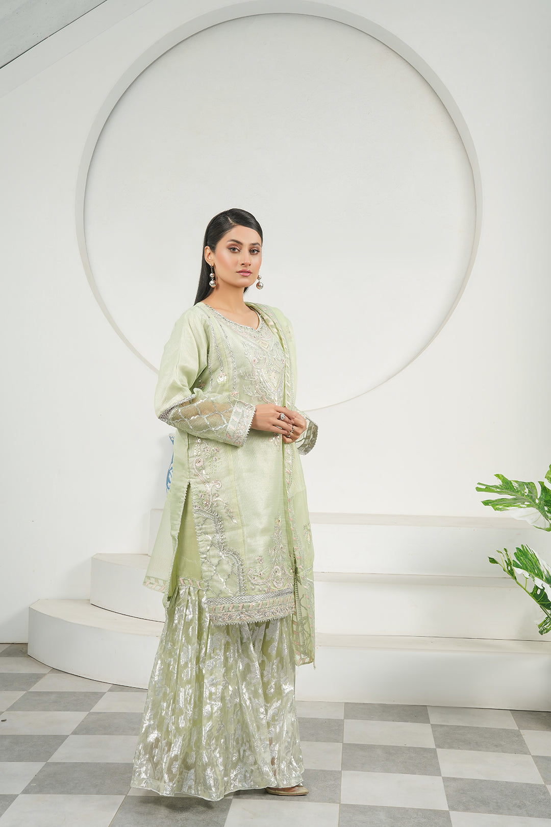 3-PC Fancy Embroidered Organza