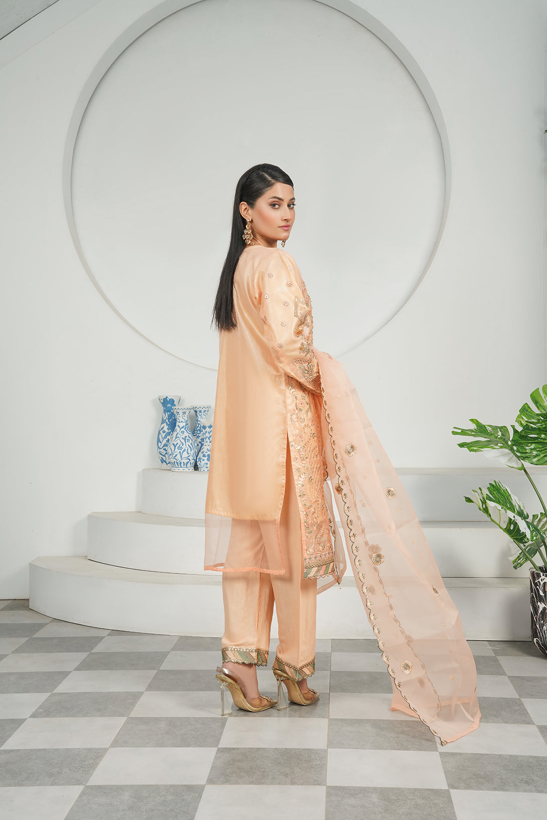 3-PC Fancy Embroidered Organza