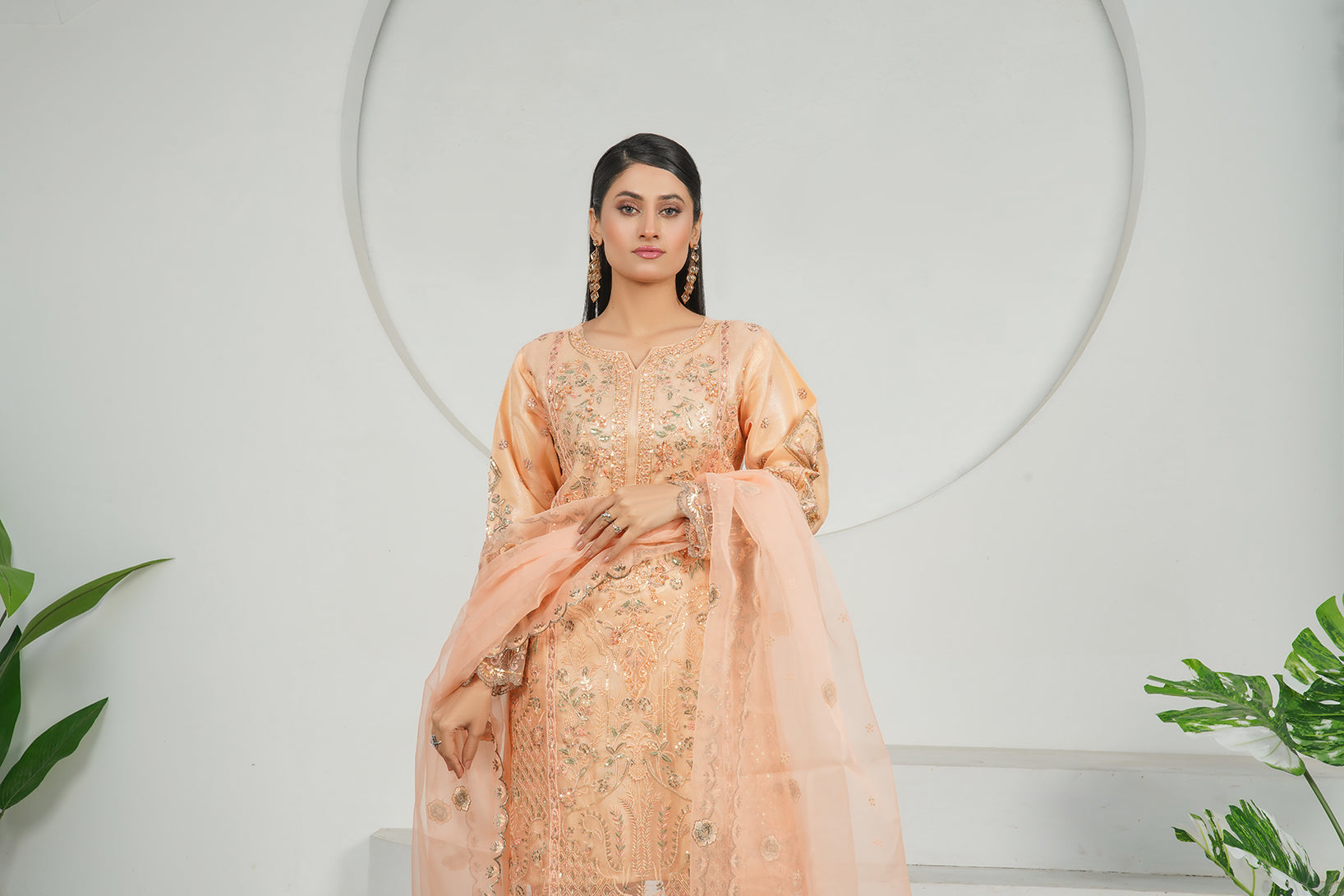 3-PC Fancy Embroidered Organza
