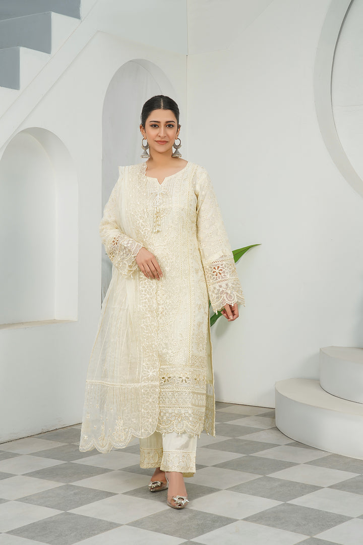 3-PC Fancy Embroidered Dress