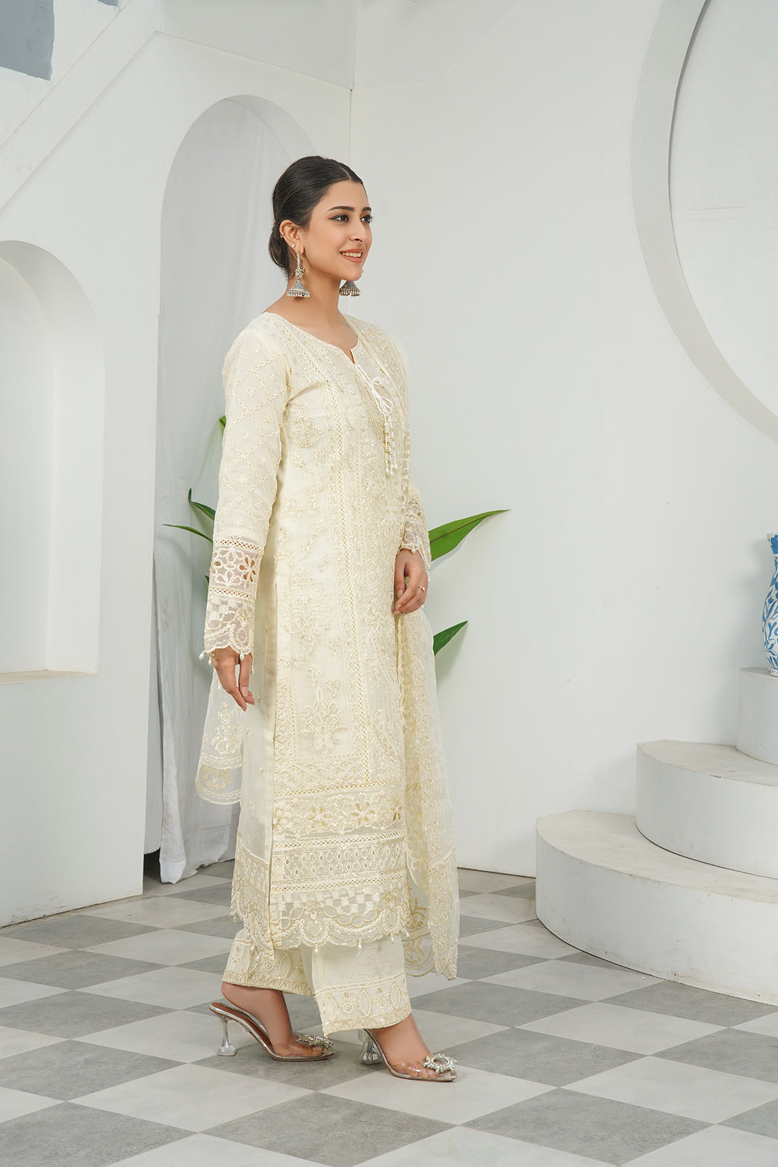 3-PC Fancy Embroidered Dress