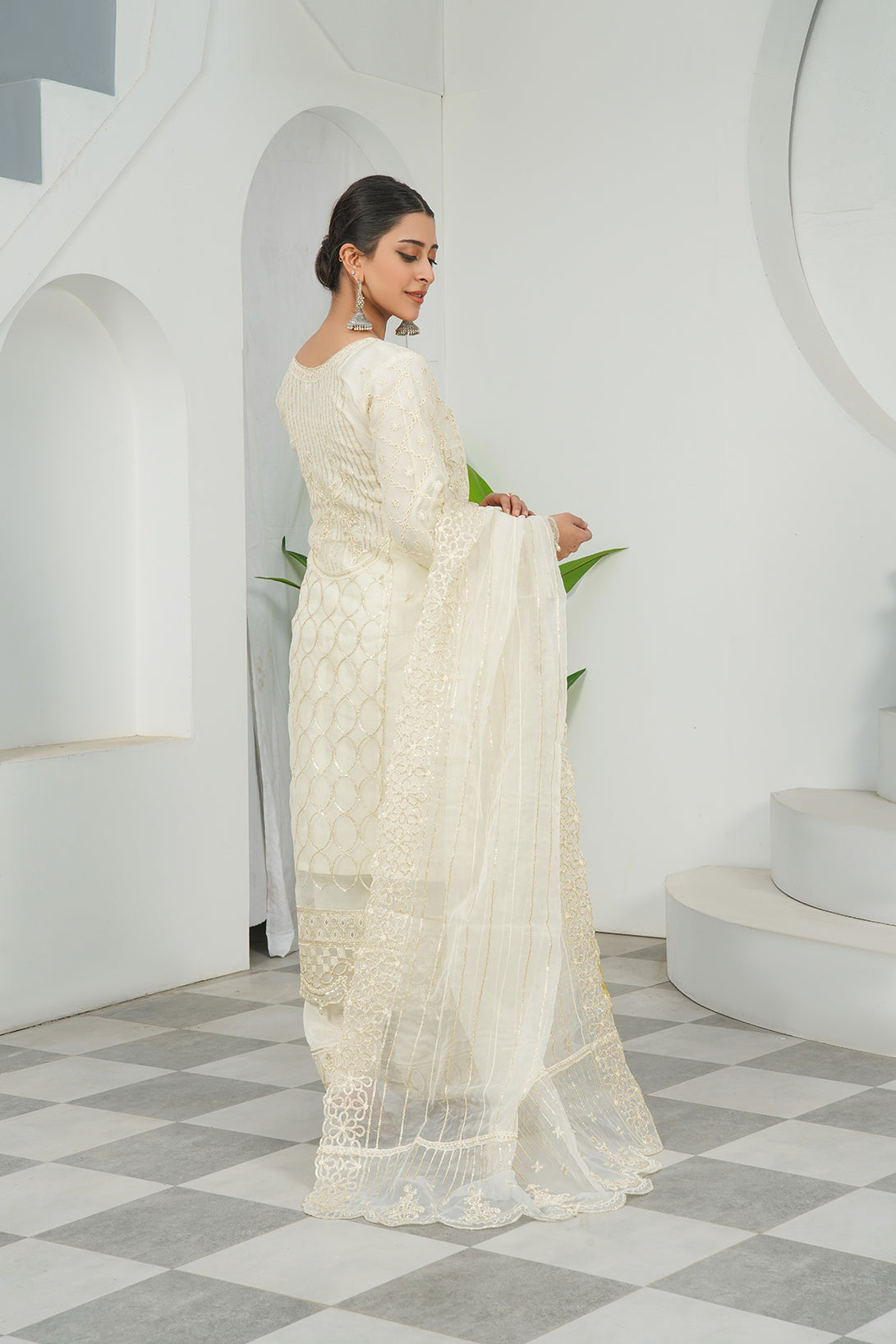 3-PC Fancy Embroidered Dress