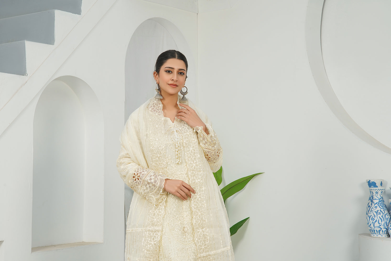 3-PC Fancy Embroidered Dress
