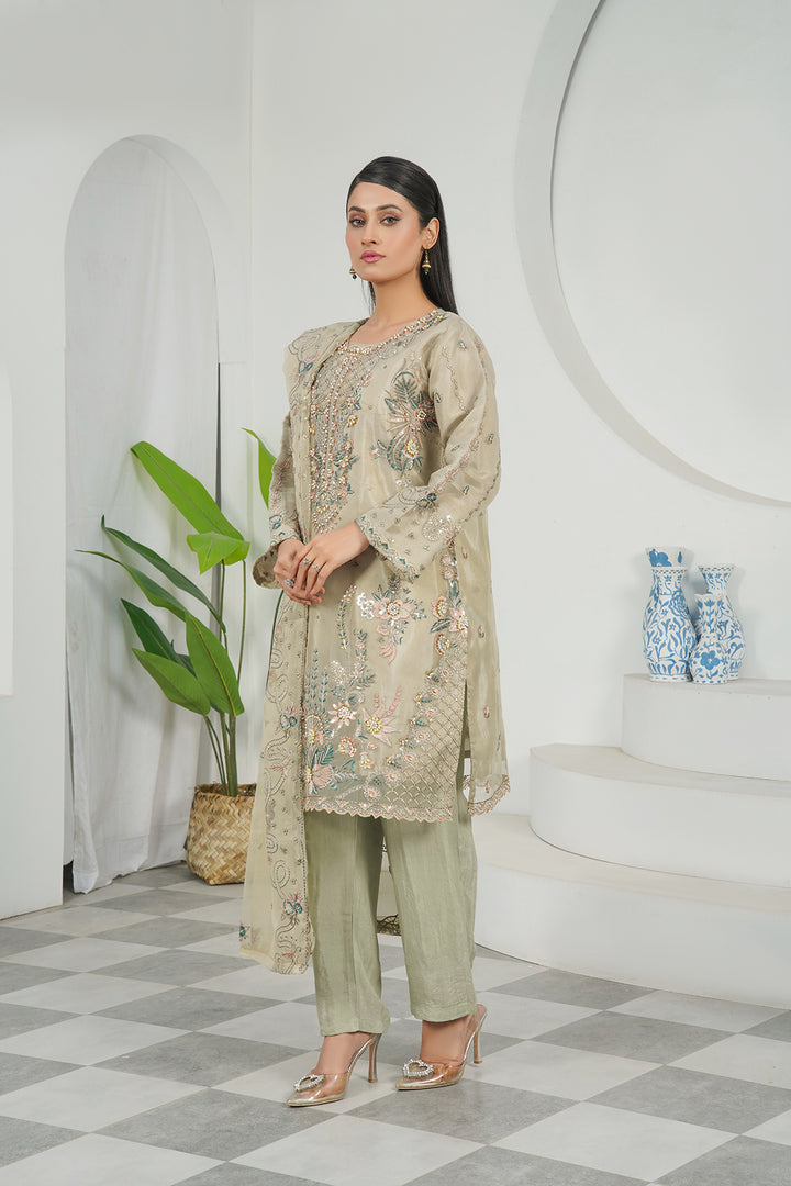 3-PC Fancy Embroidered Organza