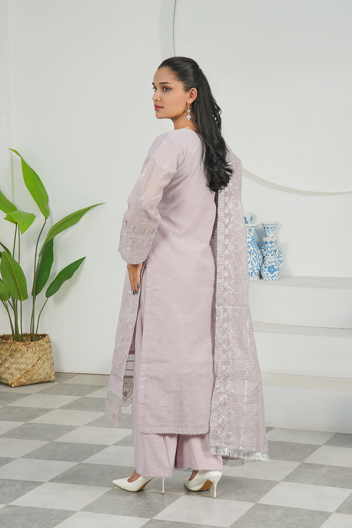 3-PC Embroidered Poly Slub