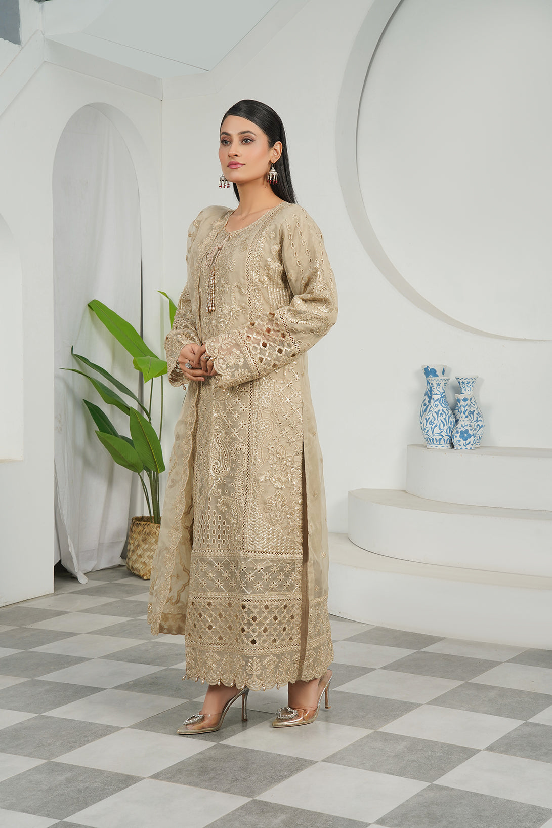 3-PC Embroidered Cambric