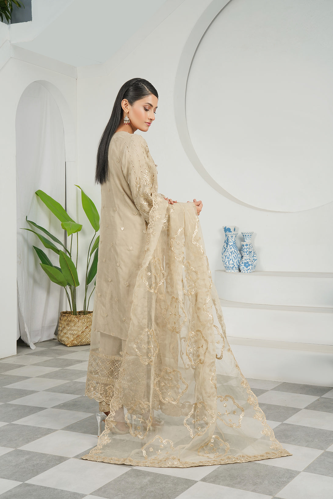 3-PC Embroidered Cambric