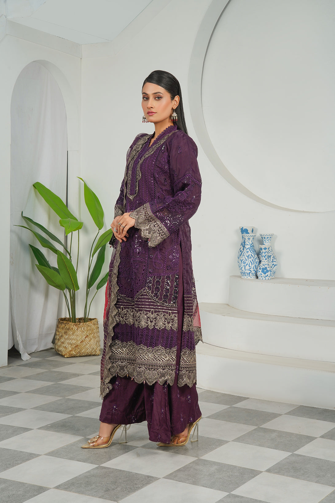 3-PC Embroidered Cambric