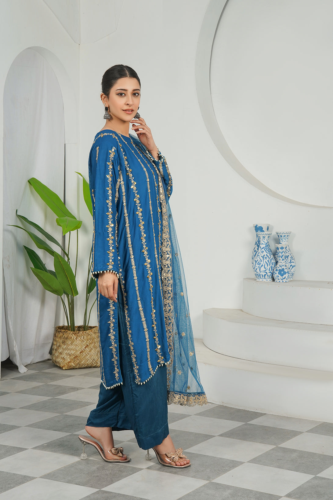 3-PC Fancy Embroidered Dress
