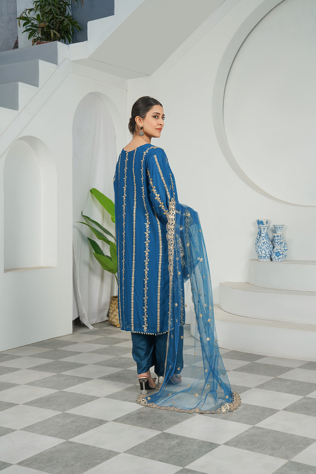 3-PC Fancy Embroidered Dress