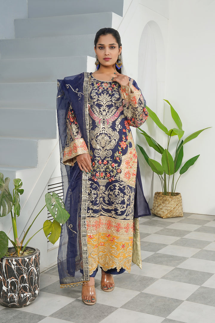 3-PC Fancy Embroidered Dress