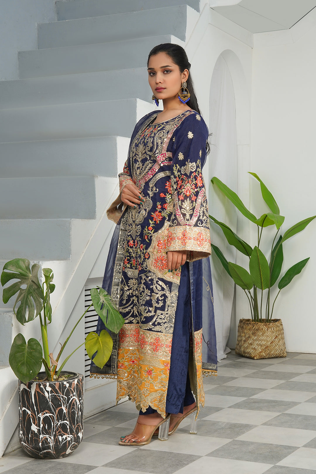 3-PC Fancy Embroidered Dress