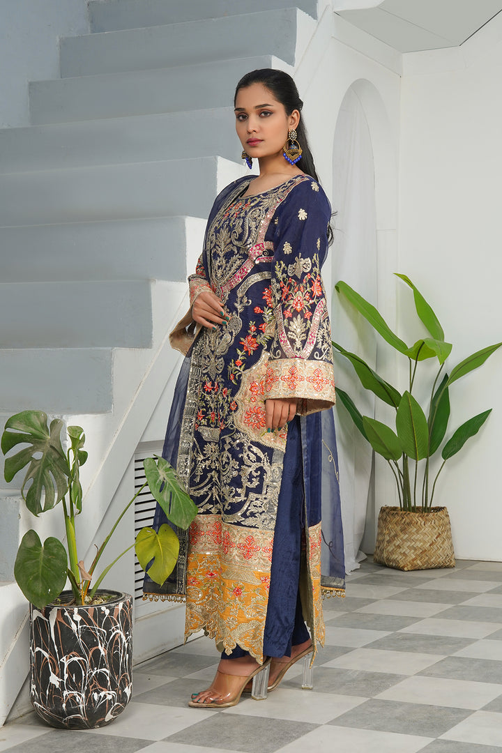 3-PC Fancy Embroidered Dress