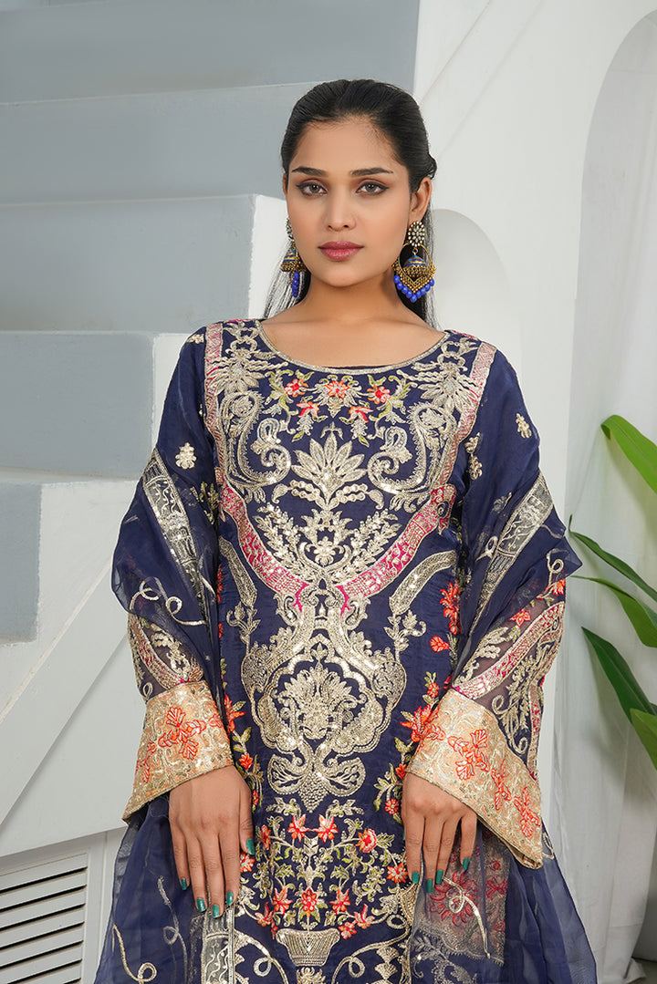 3-PC Fancy Embroidered Dress