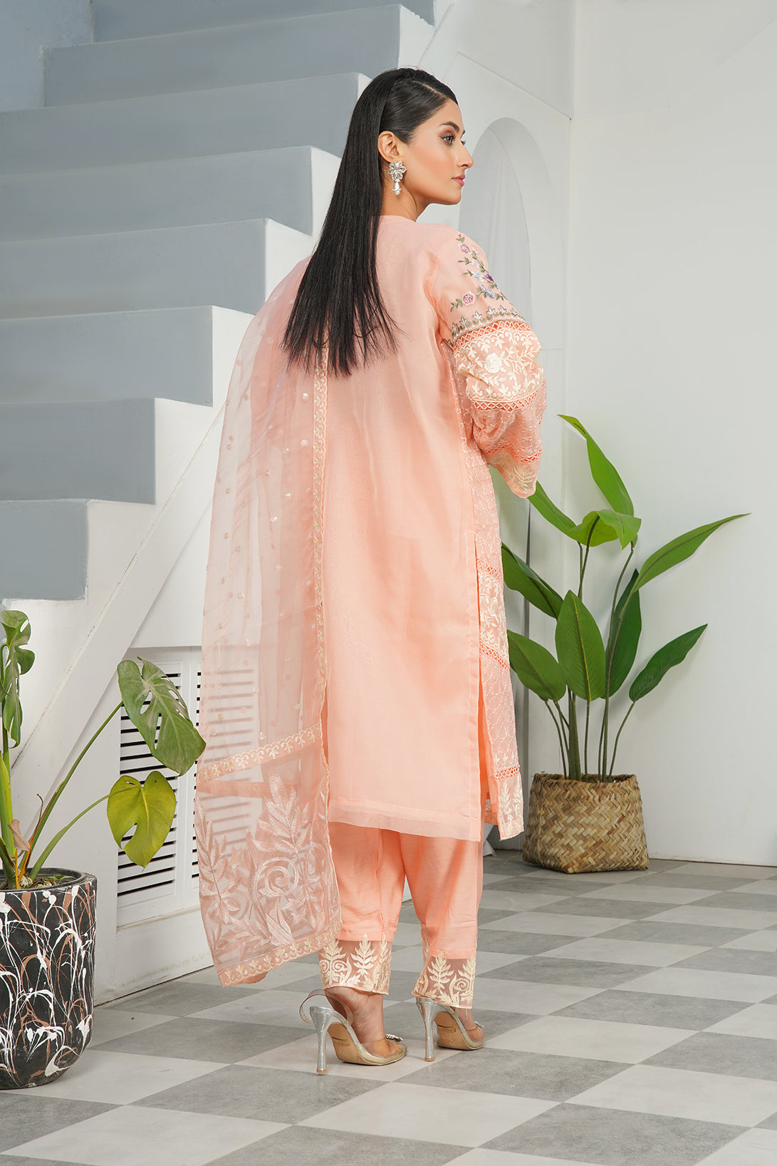 3-PC Fancy Embroidered Organza