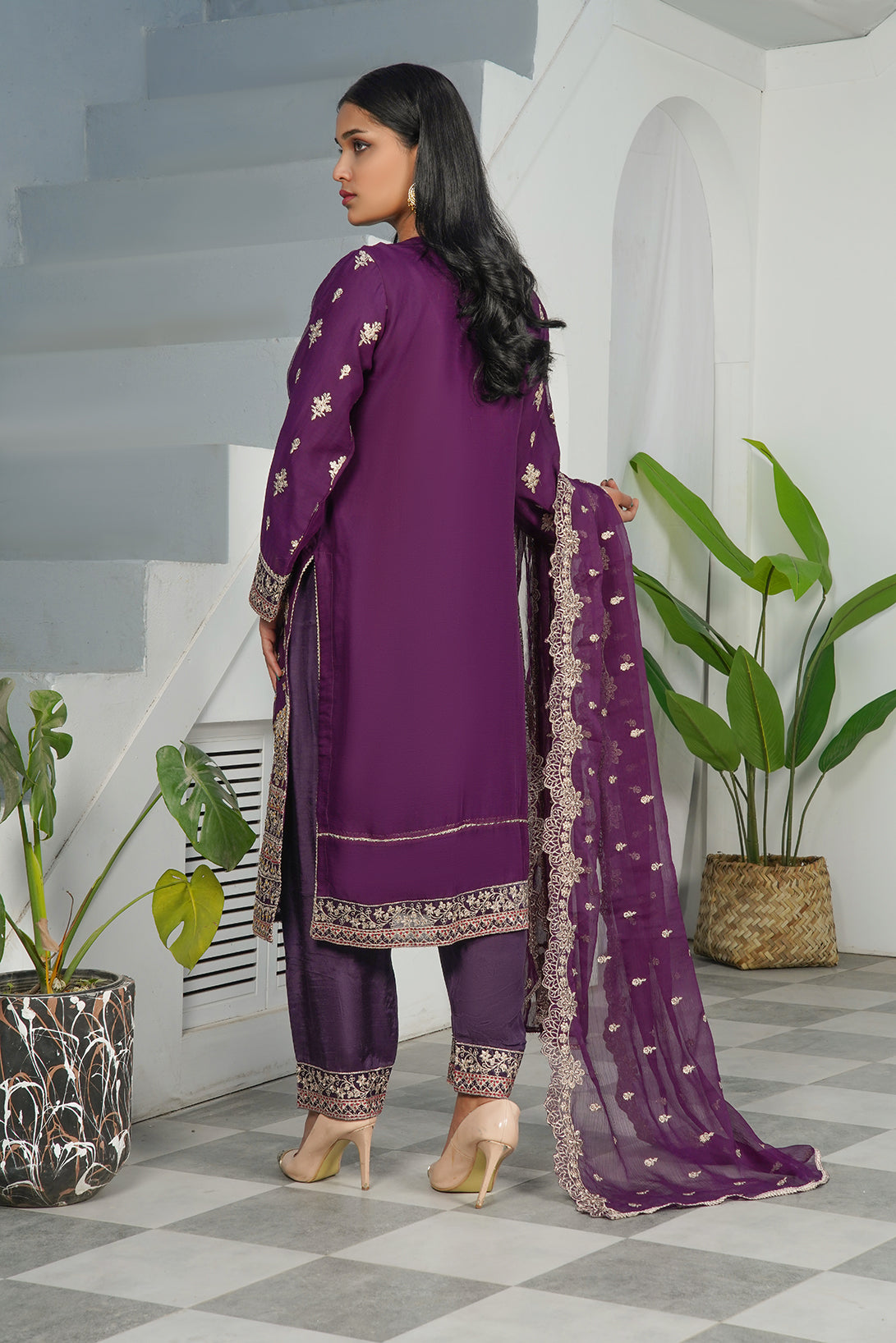 3-PC Fancy Embroidered Dress