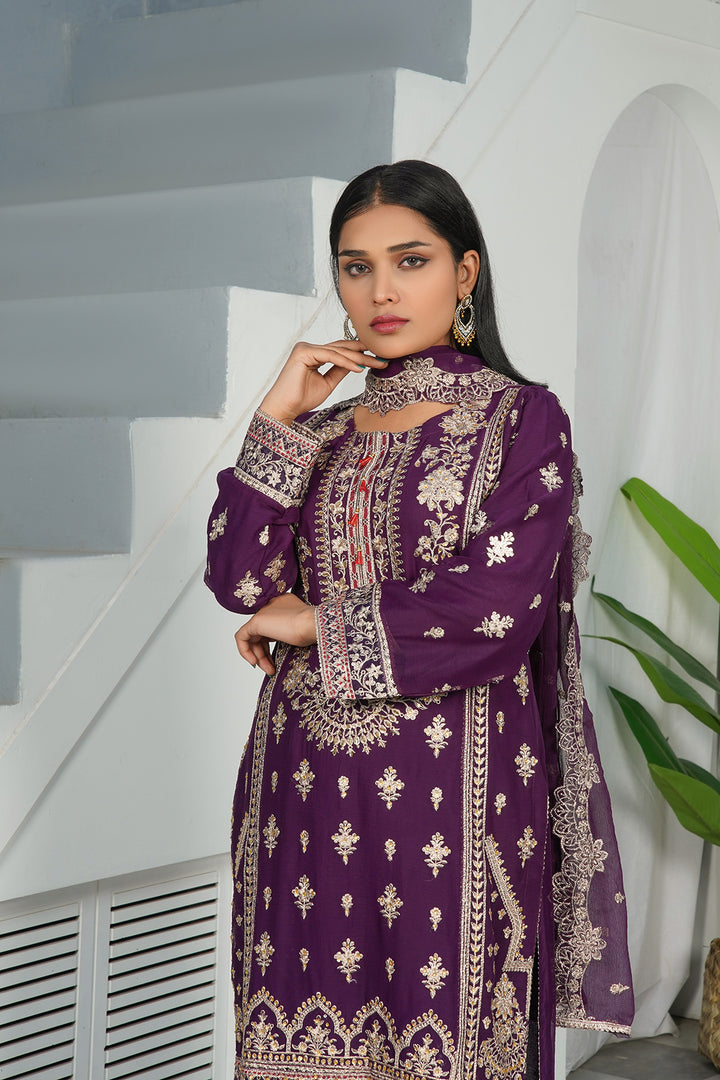 3-PC Fancy Embroidered Dress