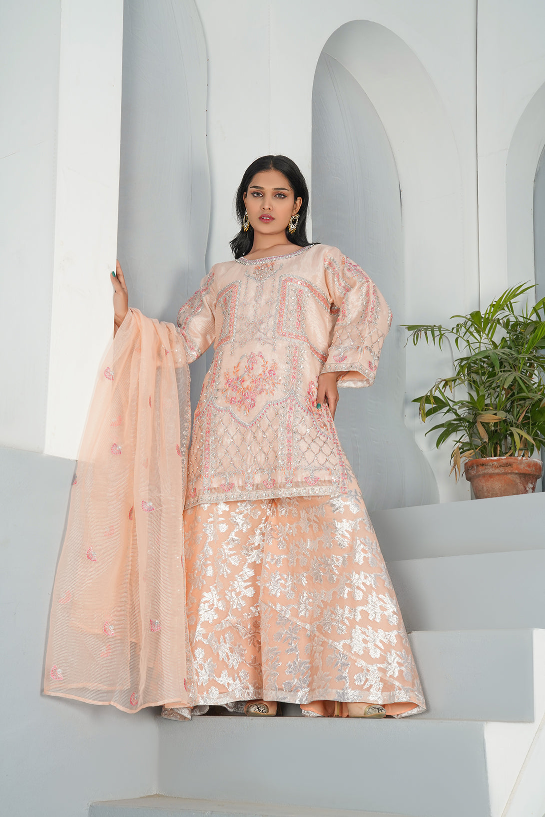 3-PC Fancy Embroidered Organza