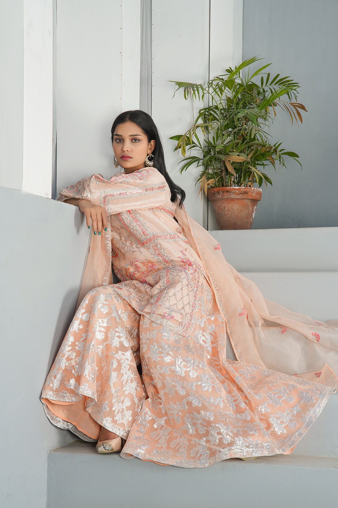 3-PC Fancy Embroidered Organza