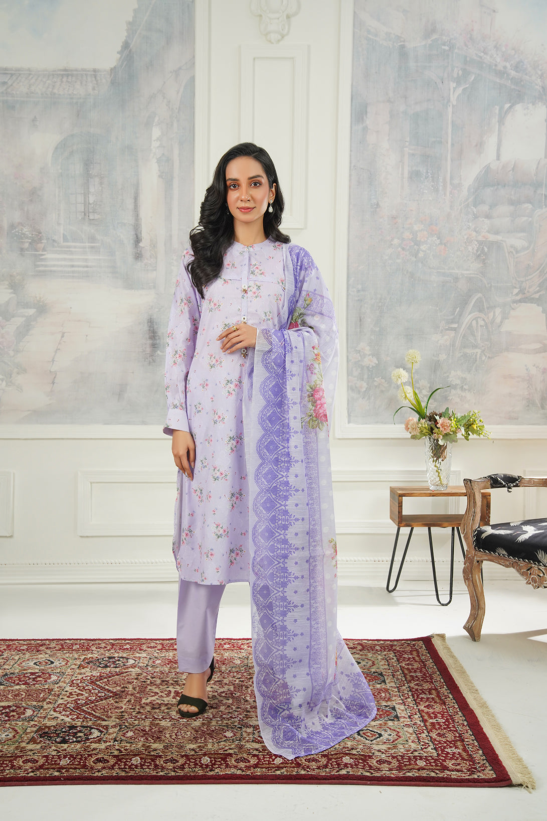 3-PC Fancy Embroidered Self Jacquard