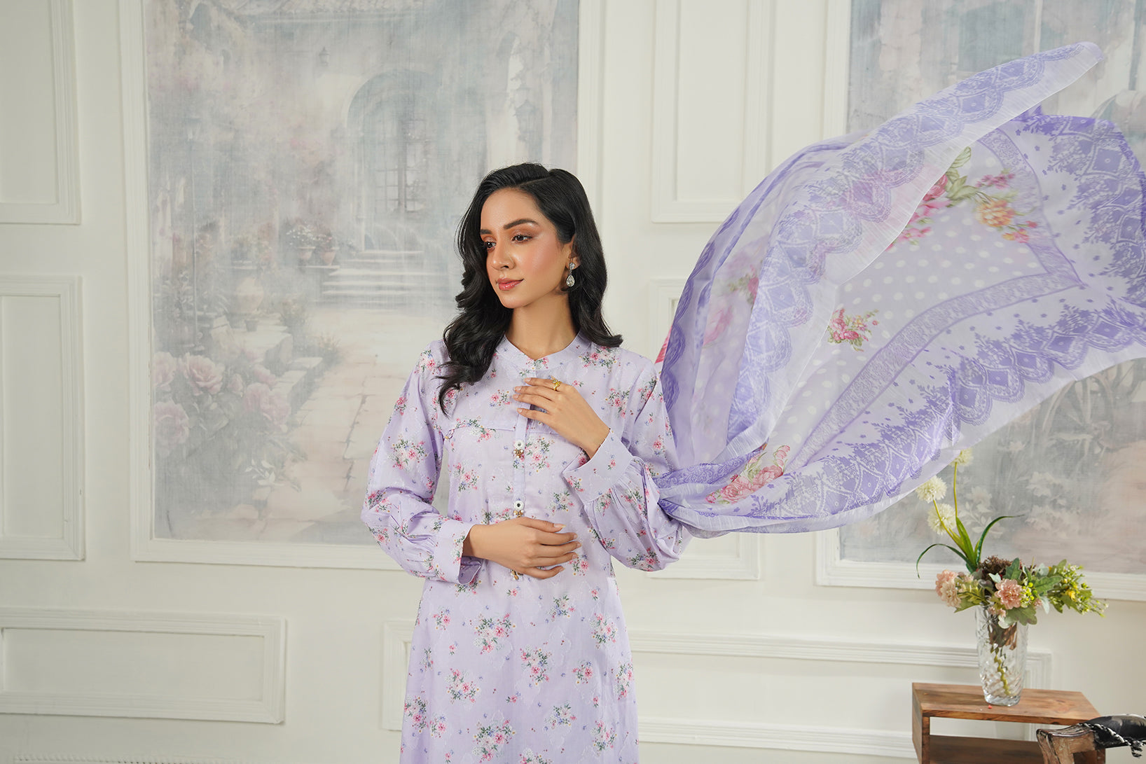 3-PC Fancy Embroidered Self Jacquard