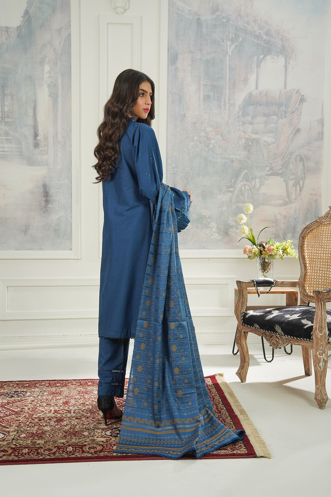 3-PC Casual Embroidered Cambric