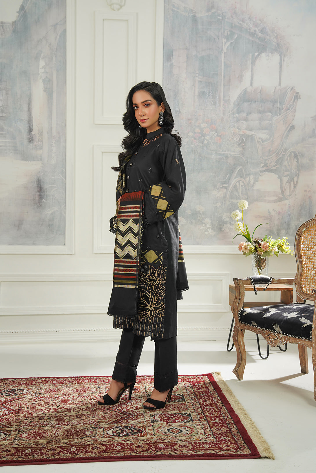 3-PC Casual Embroidered Cambric