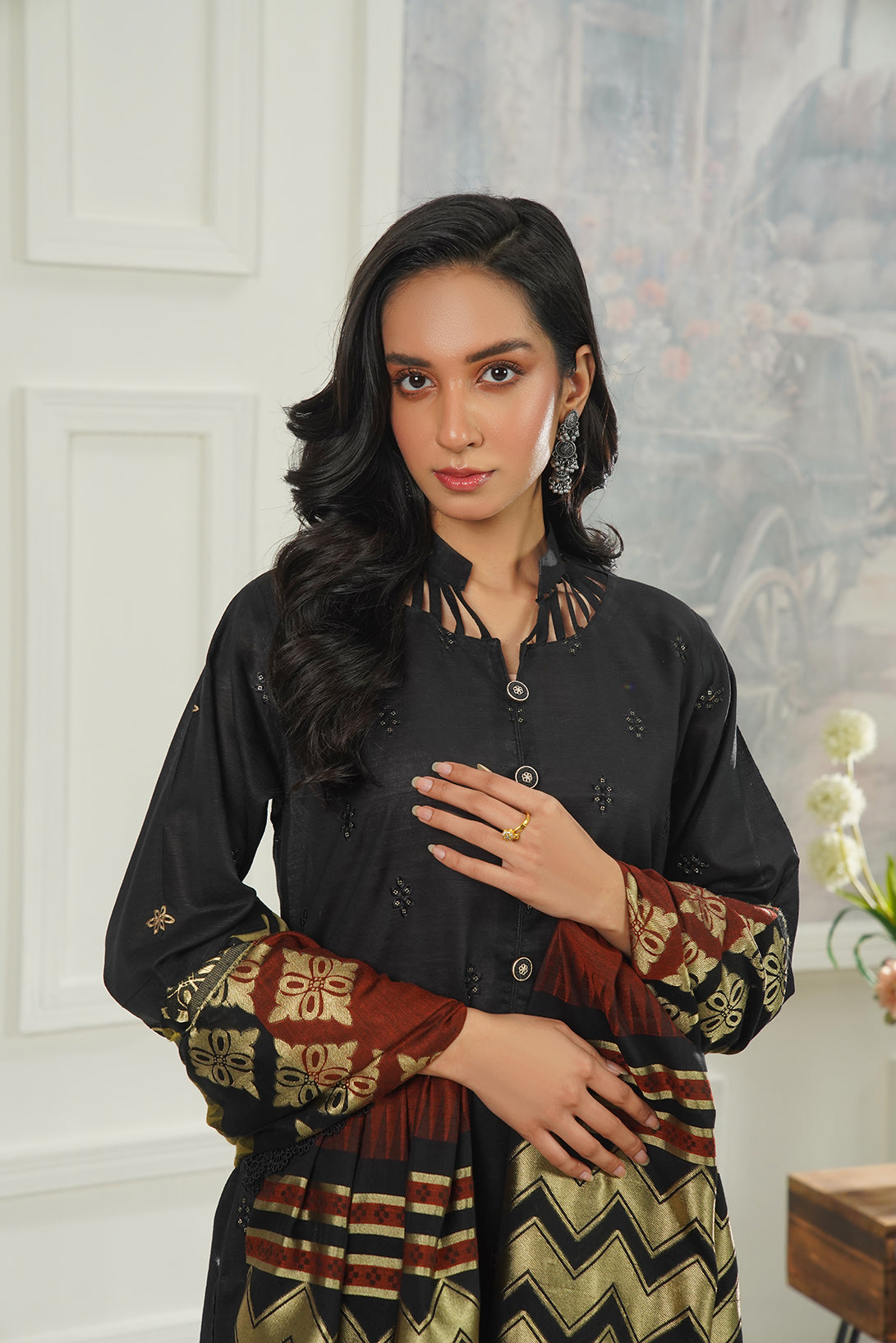 3-PC Casual Embroidered Cambric