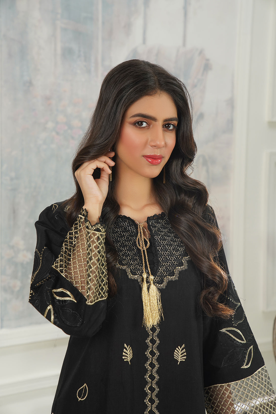 2-PC Embroidered Cambric