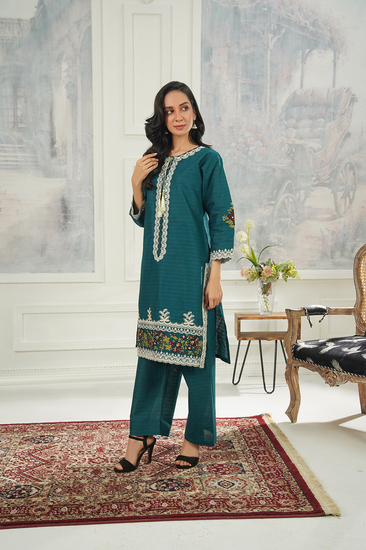 2-PC Embroidered Cambric