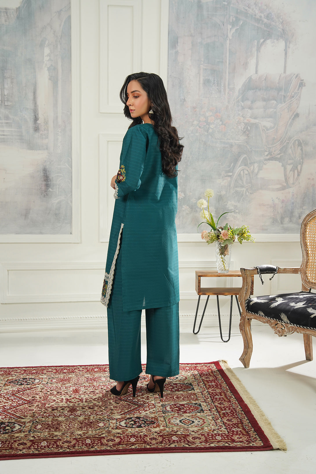 2-PC Embroidered Cambric
