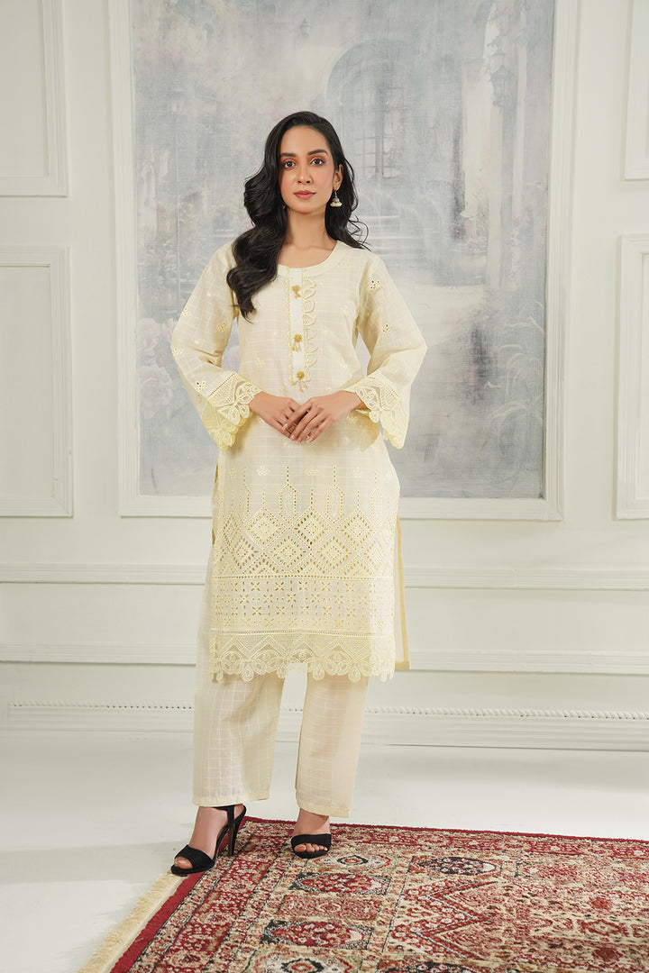 2-PC Embroidered Cambric