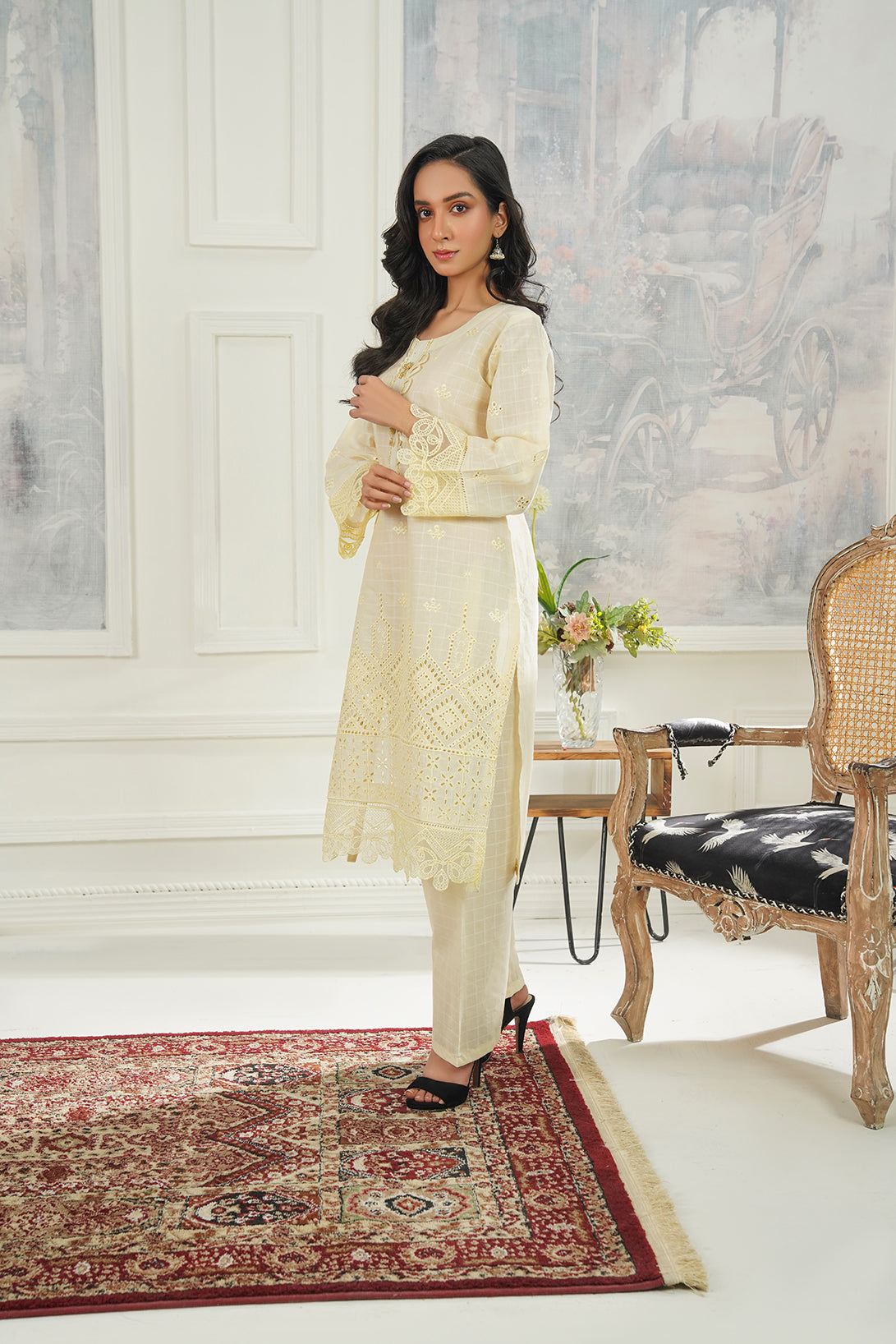 2-PC Embroidered Cambric
