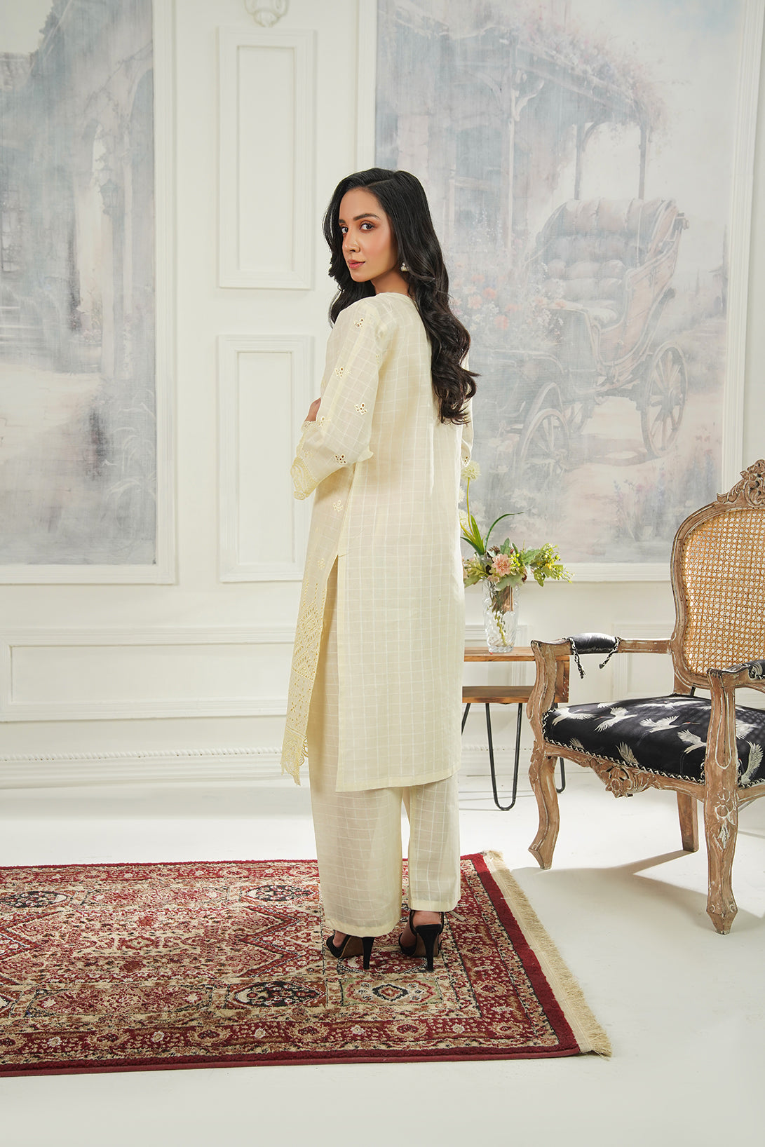 2-PC Embroidered Cambric