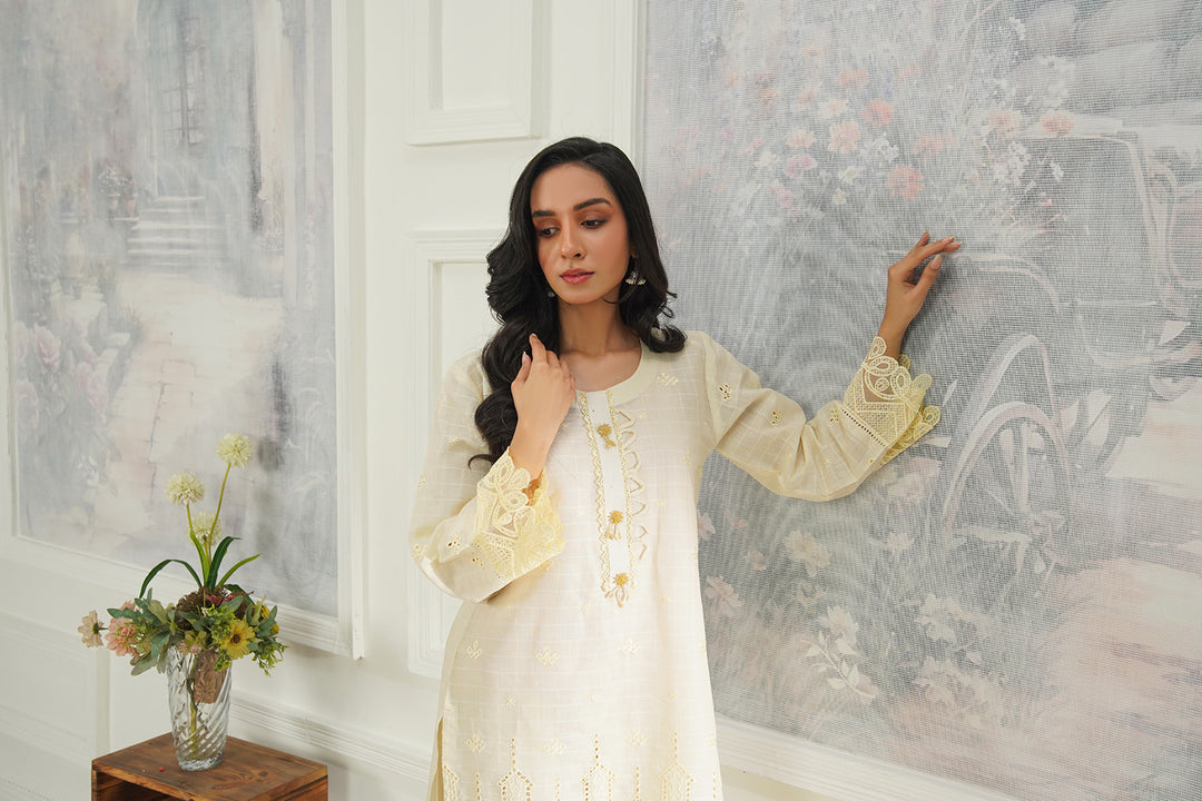2-PC Embroidered Cambric