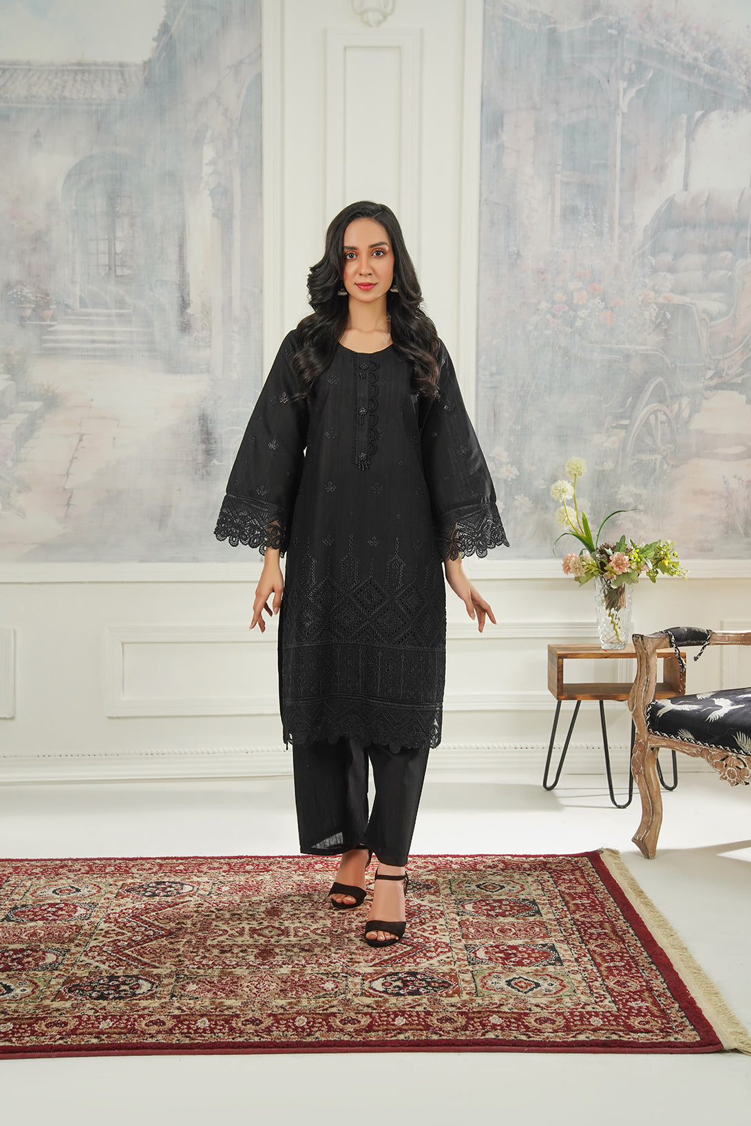 2-PC Embroidered Cambric