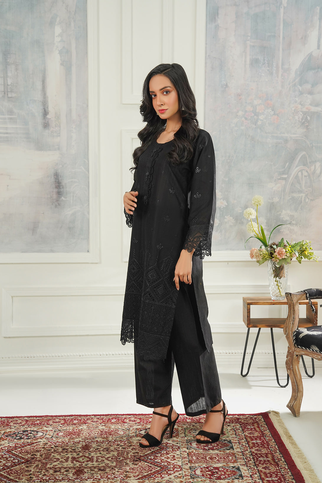 2-PC Embroidered Cambric