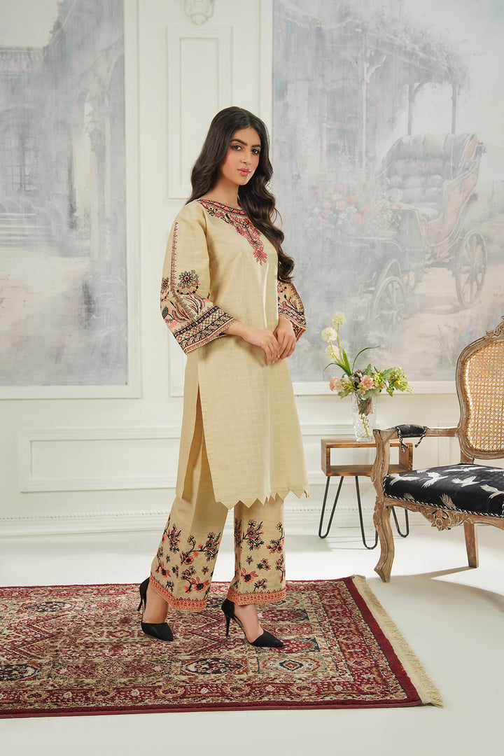 2-PC Embroidered Cambric