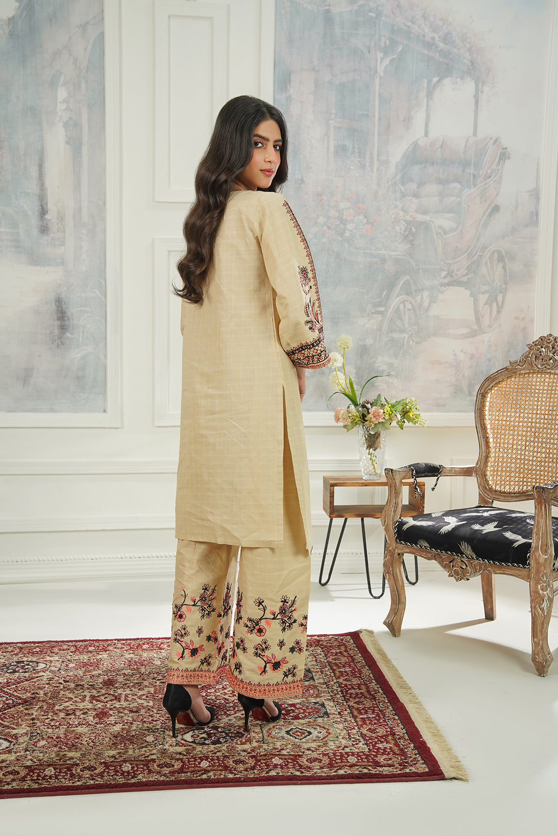 2-PC Embroidered Cambric