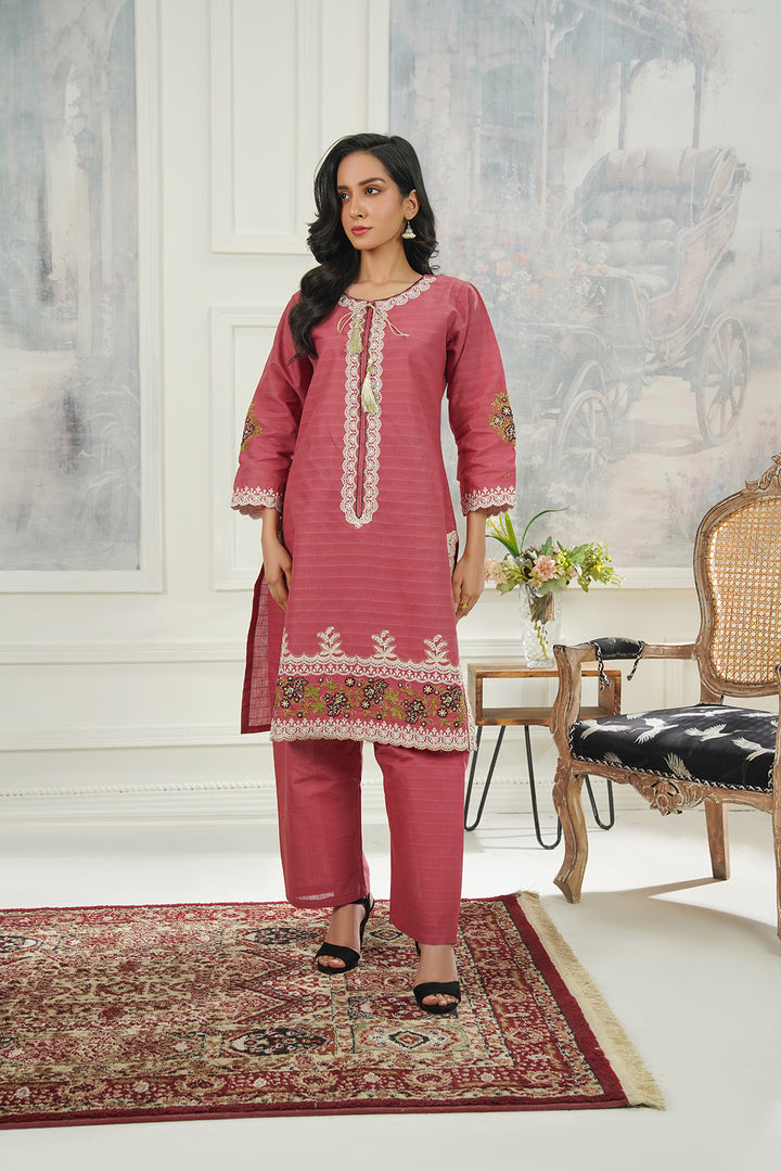 2-PC Embroidered Cambric