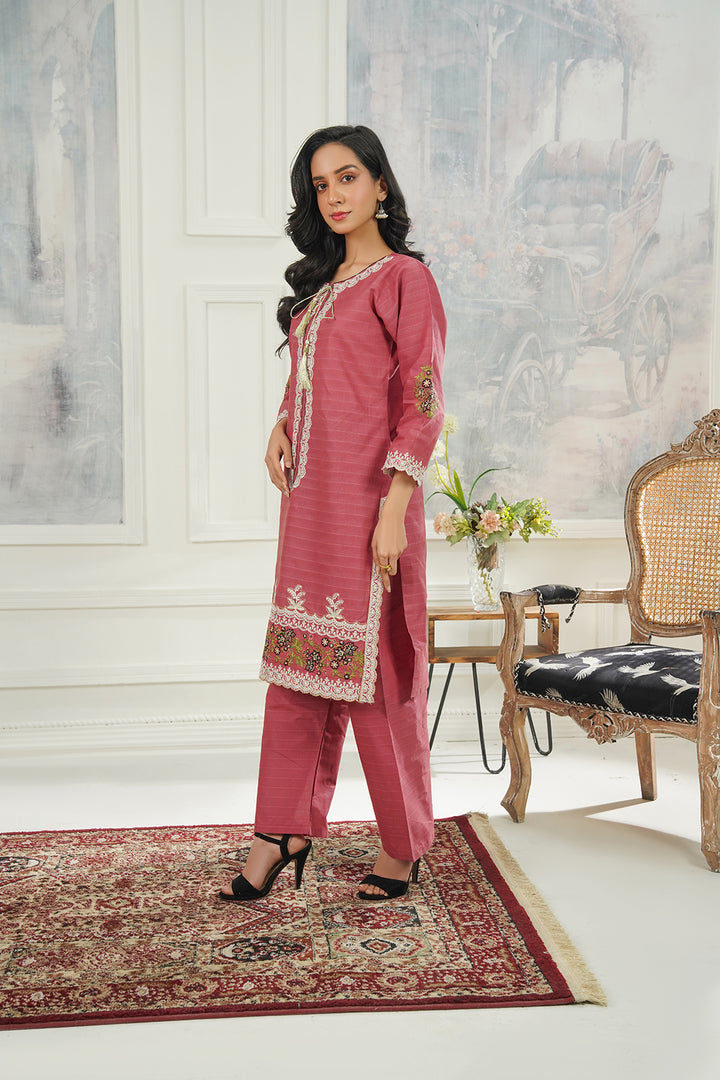 2-PC Embroidered Cambric