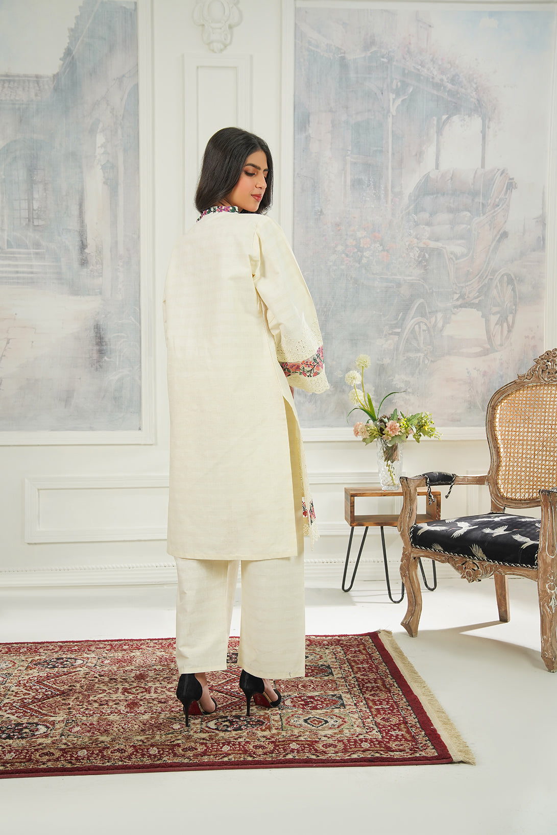 2-PC Embroidered Cambric